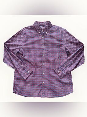 Vineyard Vines Shirt Mens L Purple Plaid OTG On The Go Brrr Performance Stretch